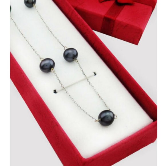 Genuine Tahitian Pearls Necklace 14k White Gold - Picture 3 of 3
